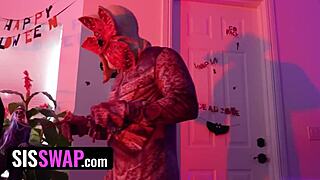 Halloween orgy summons sissies macy meadows and leana lovings for wild costume riding