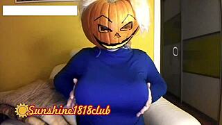 big boobs pumpkin cam girl wishes pervs happy halloween night