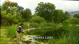 Horny milf grabs hung fisherman's throbbing cock bends over for deep doggystyle pounding outdoors