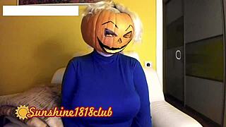 big boobs pumpkin cam girl wishes pervs happy halloween night