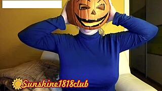 big boobs pumpkin cam girl wishes pervs happy halloween night