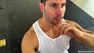 empty gym ignites athletic latina's squirting gym temptations with muscled stud