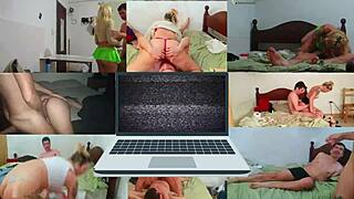 A couple ravages pregnant stepdaughter's big ass in steamy shower raw sex