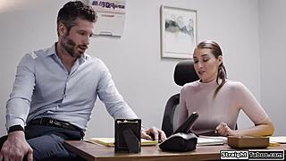 Tall Secretary Deepthroats Boss Cock Before Office Pussy Fuck