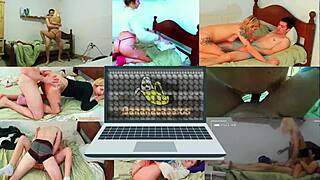 A couple ravages pregnant stepdaughter's big ass in steamy shower raw sex