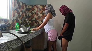 indian desi couple bangs juicy pussy in kitchen homemade wife riding hard