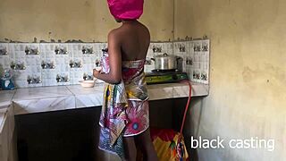 crazy ebony maid petite skinny gets fucked hard by big black cock in kitchen!