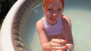 wanna see big cock stretch tight pussy in pool then facial blast?