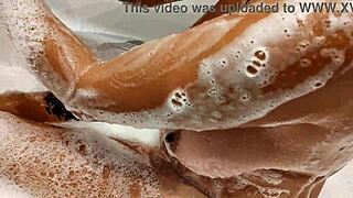 tanned stepsister showers in bathroom post-turkey trip