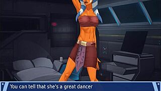Trainer gropes dancing ass and boobs in orange outfit closeup