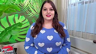 sydney screams her lipstick fetish truth with plump tits tease