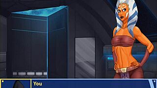 Trainer gropes dancing ass and boobs in orange outfit closeup