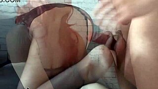 A sensual redhead delivers close-up blowjob then bends over in pantyhose for doggystyle cum on ass finish.