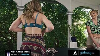 Caring masseuse Rebecca Vanguard oils Octavia Red's big tits to orgasmic pussy rub