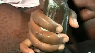 whoa, this milf gives my bbc the sloppiest handjob ever with her soft hands