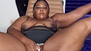 Lonely Ebony BBW Housewife Mara Exotic Squirts Hard in Solo Toy Session Full Vid