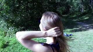 Beautiful Blonde Amateur Sucks Cock Doggystyle in Outdoor Woods Lake Sex!