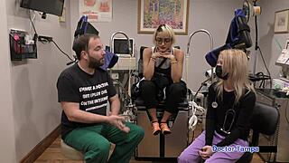 Dr Tampa, sophomore channy crossfire spreads shaved pussy for patient exam backstage