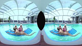 Foursome Slams Big Tits Poolside Hard