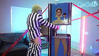 Beetlejuice cosplay threesome ravages wednesday addams and busty stepmom