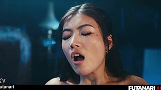 asian futa sprouts magic cock from evil spirit ready to bareback blonde shemale hard?