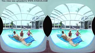 Foursome Slams Big Tits Poolside Hard