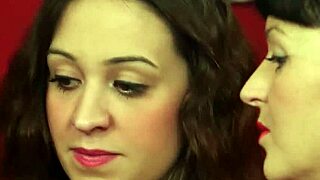 two curvy babes slurp massive cock in cfnm