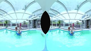 Foursome Slams Big Tits Poolside Hard