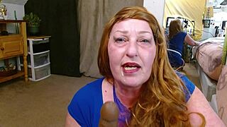 redhead businesswoman hires escort for cum mouthfuls and humiliation roleplay!