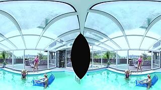 Foursome Slams Big Tits Poolside Hard