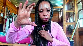 check out this big ebony ass milf wife modeling tight denim shorts and sexy long boots for fans