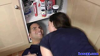 plumber ravages classy milf's trimmed pussy in stockings