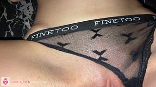 Fingering Tickles Pierced Nipples in Black Lingerie POV