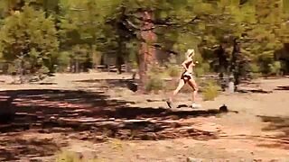 Blondie Teen 18+ Strips Naked for Forest Workout Tease