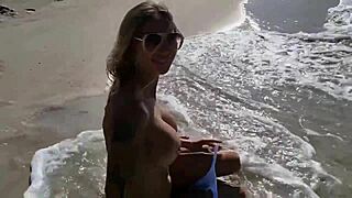 monika fox skinny blonde swims fingers shaved pussy squirts sea beach. wanna watch her pierced nipples drip?