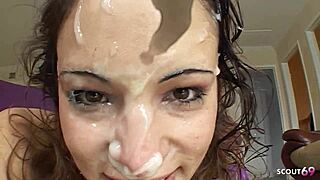 slim teen picked up for blowbang deepthroat group bang bukkake finish