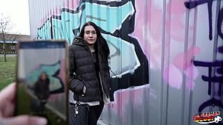 german scout grabs slim saggy tit czech teen stefani for raw casting fuck