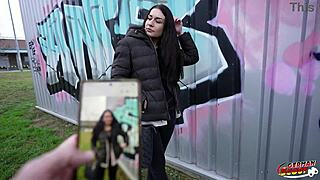 german scout grabs slim saggy tit czech teen stefani for raw casting fuck