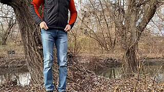 Groping Stepmom-in-Law's Wet Pussy Outdoors in Public