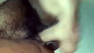 Chubby latina squirts creamy pussy lips