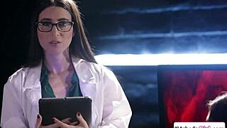 doctor and latina assistant lick petite hairy patient's wet pussy during lesbian exam