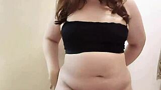 Nicole bends over shaking and spreading her huge chubby fat ass cheeks in the bathroom mirror