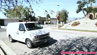 Glam busty milf gets railed hard by two guys in erotic threesome