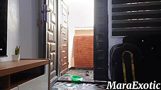 Fat ass ebony mara exotic shakes curves naked while cleaning home