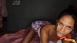 Brunette expels ass plug and masturbates with dildo deeply