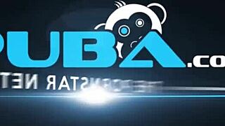 Blonde big tit lesbians rip clothes and fuck hard after striptease at night club