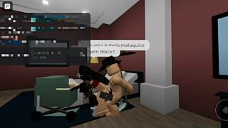 in roblox brookhaven goth girl and latina dive into quick threesome action