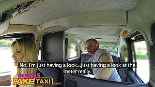 tattooed hunk in fake taxi gets blown by sexy driver before huge cumshot in mouth