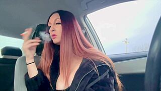 fuck yes! big tits long hair artemisia love smokes while showing milf boobs in car!