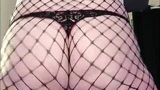 Sexy Fat Ass Dancing In Fishnets Close Up